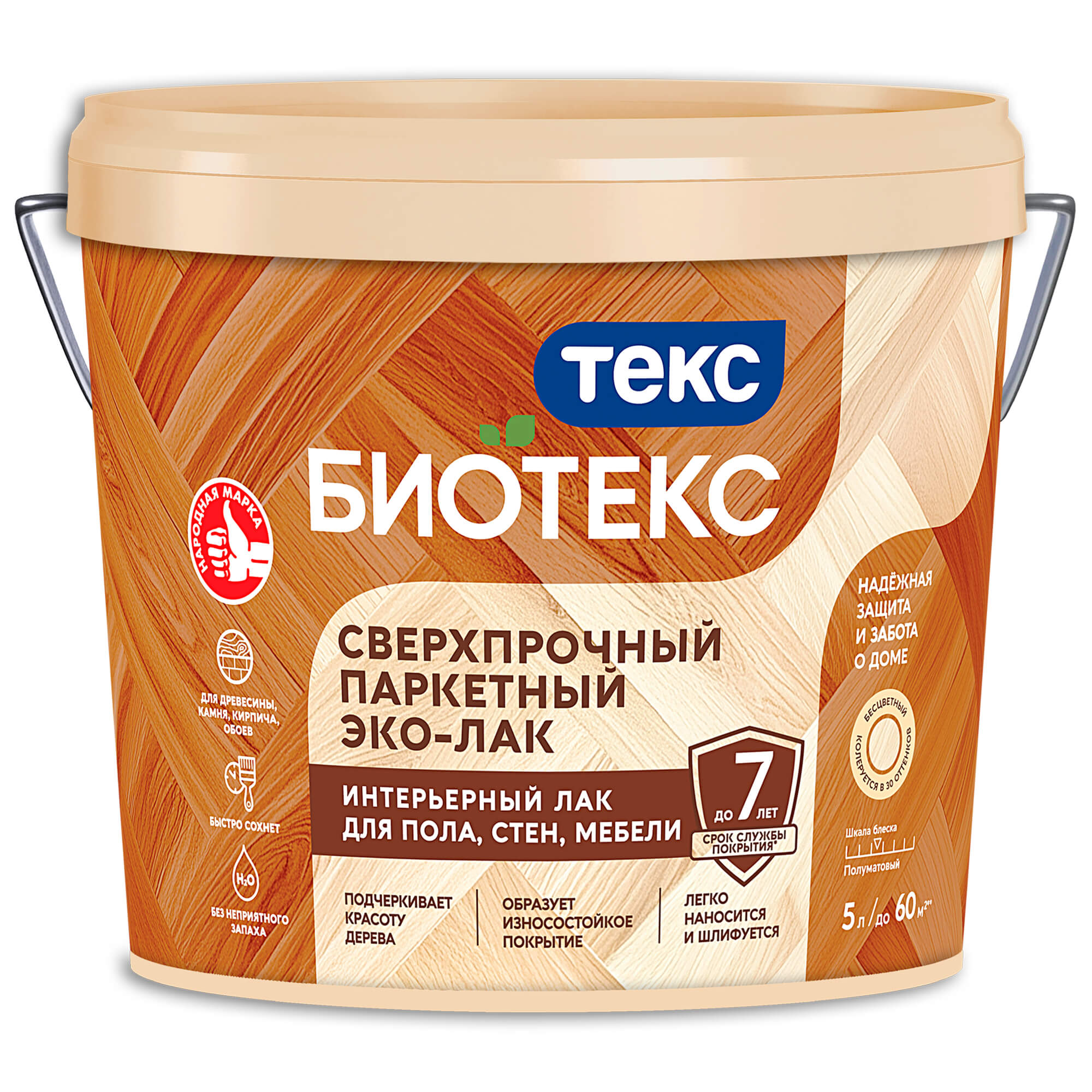 Лак Сверхпрочный Паркетный Эко-Лак БИОТЕКС LD полуматовый 5л Tikkurila RU для  купить в Краснодаре