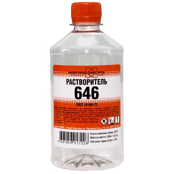Растворитель 646 "НХП" (ГОСТ 18188-72), ПЭТ (1 л) НижегородХимПром УТ-00010508 - детальное фото