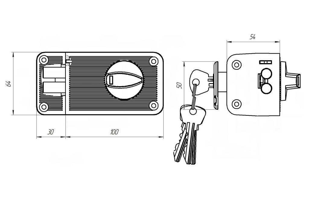 Замок накладной Зенит ЗН2-3 медь Зенит - детальное фото