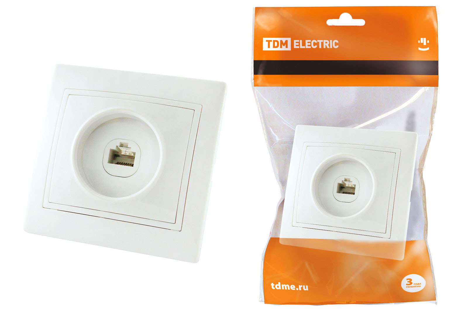 Розетка телефонная TDM RJ11 белая "Таймыр"