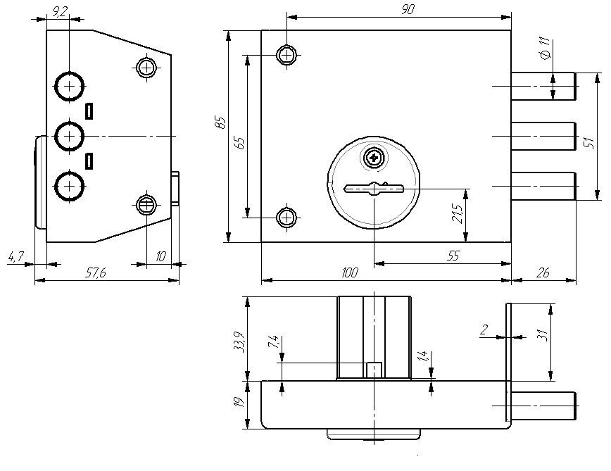Замок накладной Зенит ЗН4-1 бронза Зенит - детальное фото