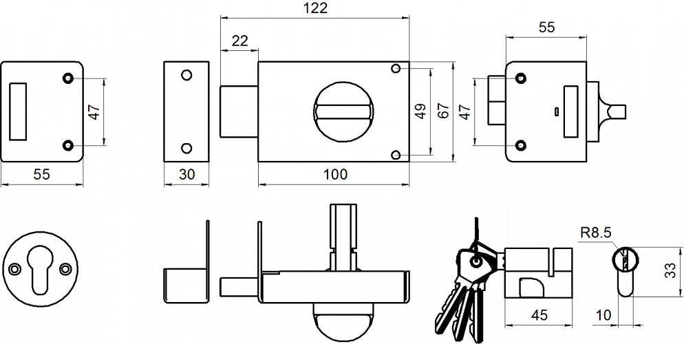 Замок накладной Омега ЗН1 бронза Омега - детальное фото
