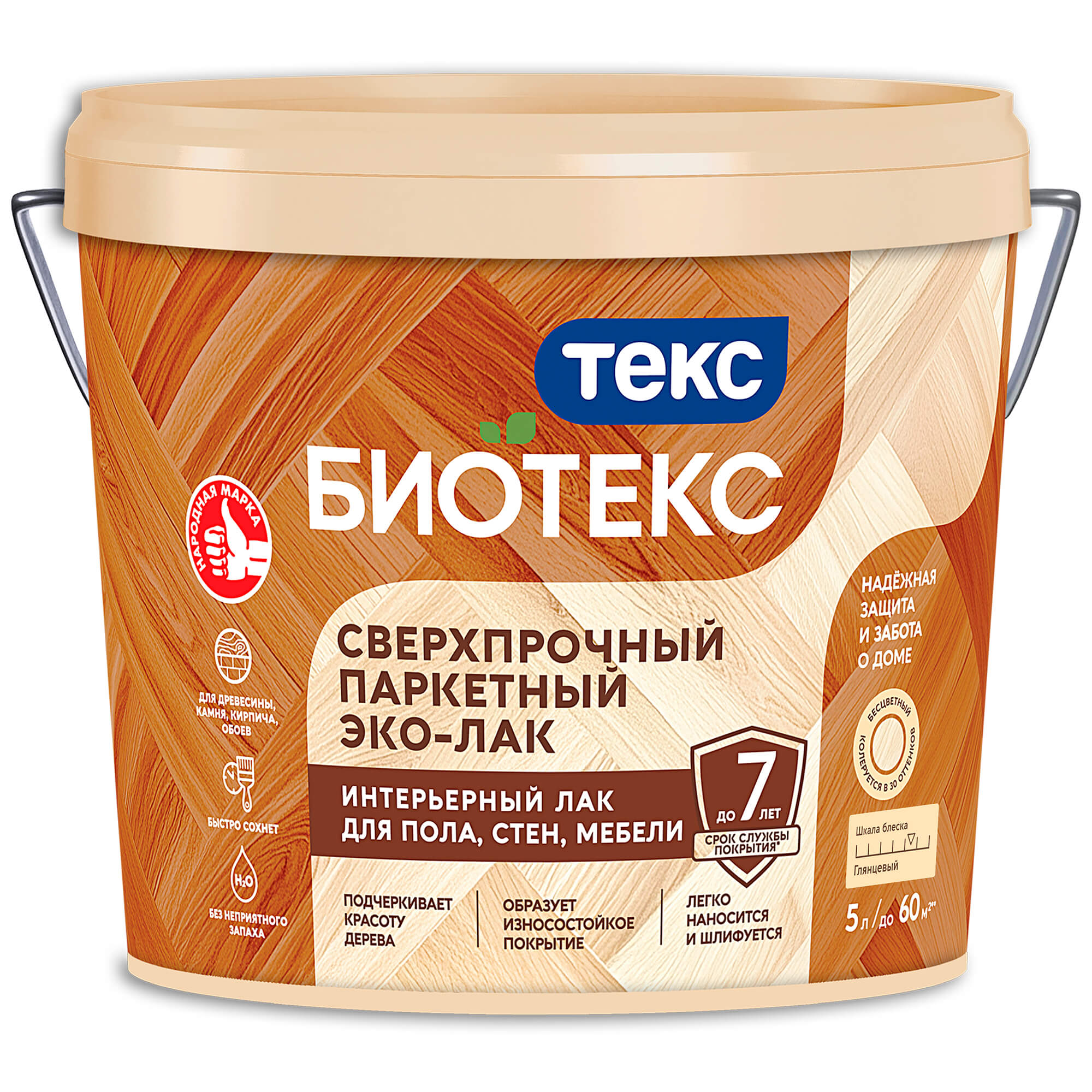 Лак Сверхпрочный Паркетный Эко-Лак БИОТЕКС LD глянцевй 5л Tikkurila RU для  купить в Краснодаре