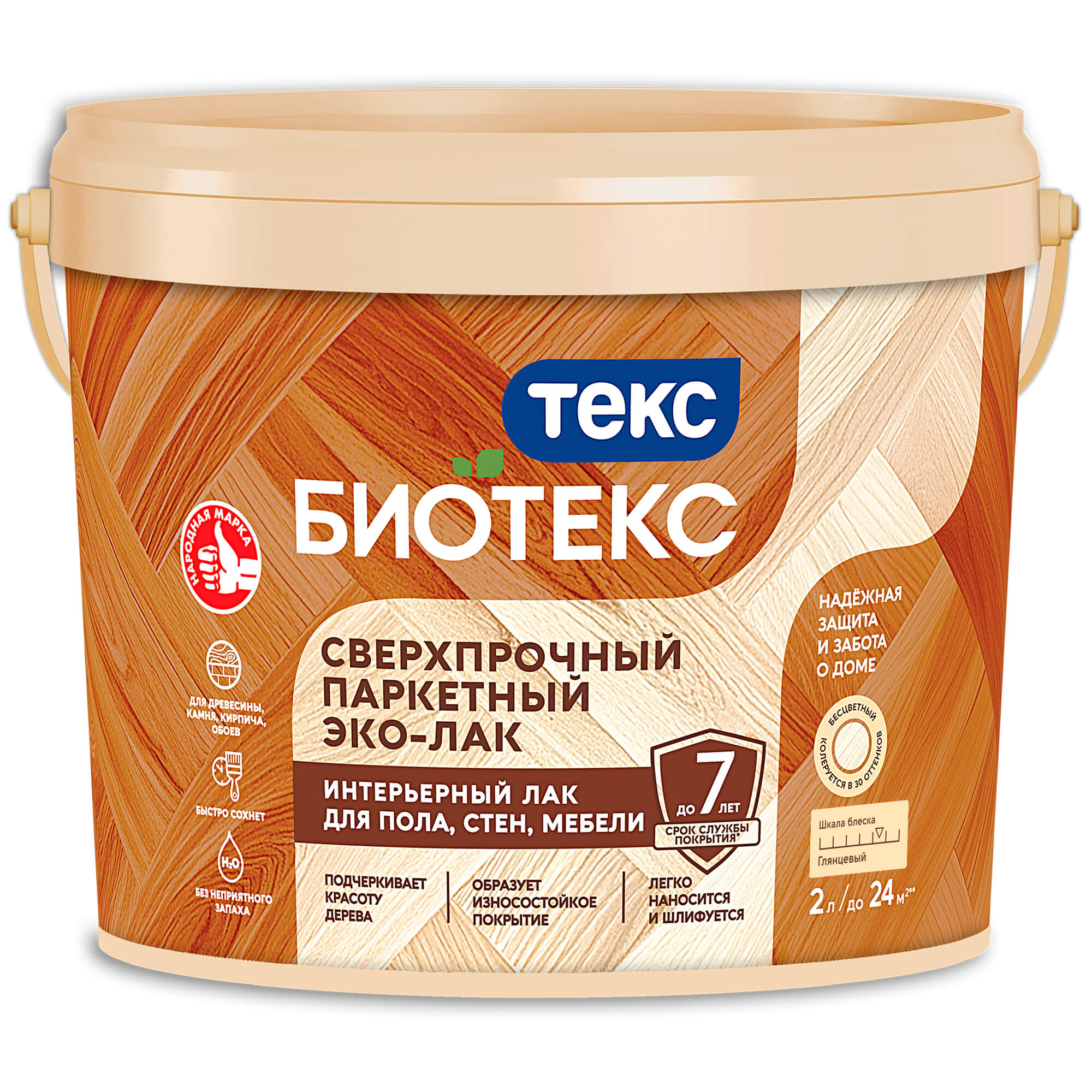 Лак Сверхпрочный Паркетный Эко-Лак БИОТЕКС LD глянцевй 2л Tikkurila RU для  купить в Краснодаре